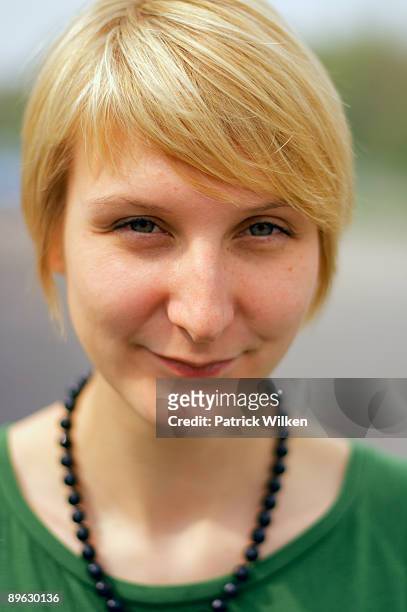 portrait of woman with blond hair - münsterland stock pictures, royalty-free photos & images