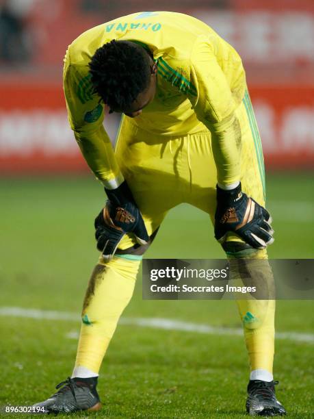 Andre Onana of Ajax during the Dutch KNVB Beker match between Fc Twente v Ajax at the De Grolsch Veste on December 20, 2017 in Enschede Netherlands