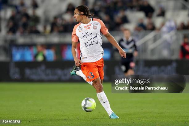 Daniel Congre of Montpellier in action during the Ligue 1 match between FC Girondins de Bordeaux and Montpellier Herault SC at Stade Matmut...