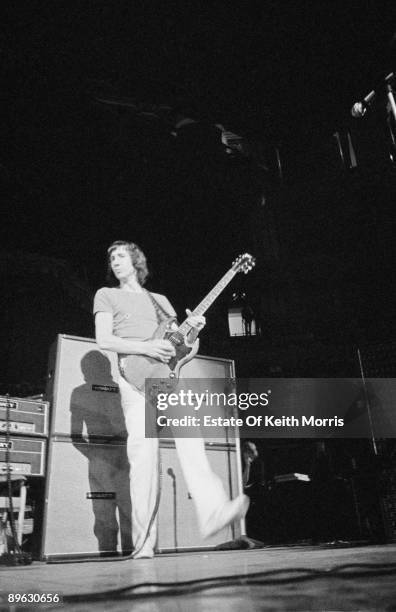 Guitarist Pete Townshend, of English rock group The Who, performing on stage, London, 1969.