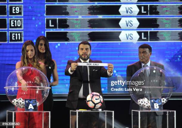 Hugo Figueredo Director of Competitions of CONMEBOL announces Deportivo Cali of Colombia during the Official Draw of the Copa Libertadores and...