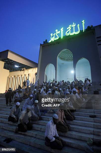 Bangladeshi Muslims pray during a special night prayer at the National Mosque of Bangladesh to mark Shab-e-Barat or 'night of forgiveness' in Dhaka...