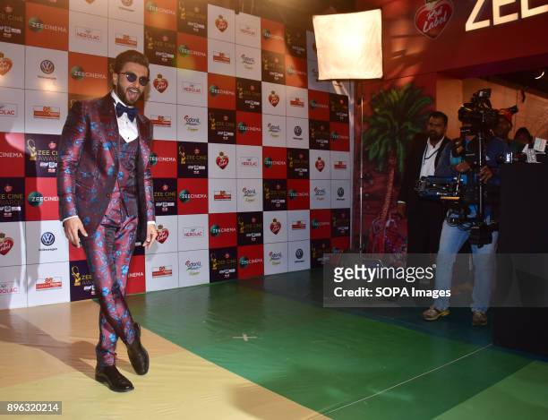Indian film actor Ranveer Singh attend the Red carpet event of Zee Cine Awards 2018 at MMRDA Ground, Bandra in Mumbai.