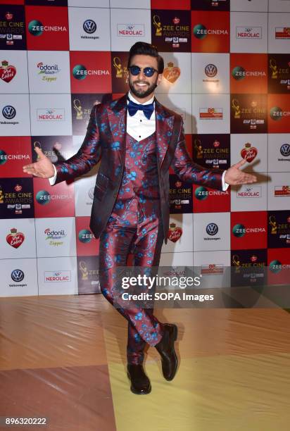 Indian film actor Ranveer Singh attend the Red carpet event of Zee Cine Awards 2018 at MMRDA Ground, Bandra in Mumbai.