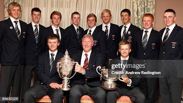 The English team pose with the trophy after winning the Boys Home Internationals at Hankley Common Golf Club on August 6, 2009 in Tilford, England.