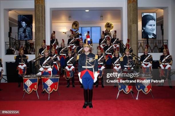 Orchestra of the "Garde Republicaine" perform during the Gala evening of the Pasteur-Weizmann Council in Tribute to Simone Veil at Salle Pleyel on...