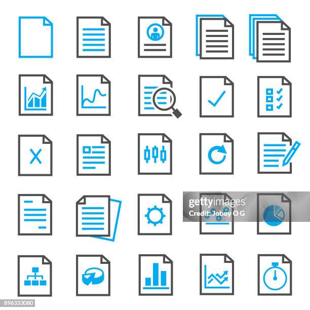 document icon set - paperboard stock illustrations