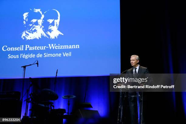 French Minister of Economy and Finance, Bruno Le Maire pays tribute to Simone Veil during the Gala evening of the Pasteur-Weizmann Council in Tribute...