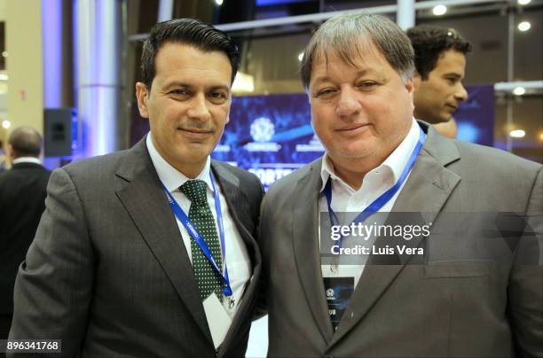 Anderson Barros Manager of Vasco da Gama and Rui Costa Manager of Chapecoense pose during the Official Draw of the Copa Libertadores and Sudamericana...