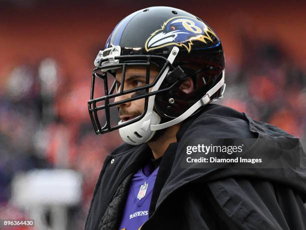 Wide receiver Michael Campanaro of the Baltimore Ravens watches the action from the sideline in the first quarter of a game on December 17, 2017...