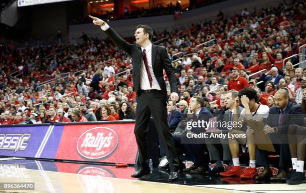 David Padgett the interim head coach of the Louisville Cardinals during the game against the Albany Great Danes at KFC YUM! Center on December 20,...