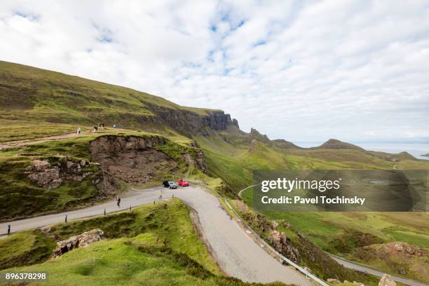 quiraing landslip on the isle of skye, inner hebrides, scotland - staffin stock pictures, royalty-free photos & images