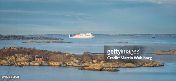 ferry arriving in gothenburg archipelago - kattegat stock pictures, royalty-free photos & images