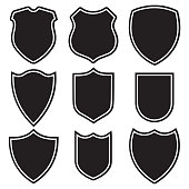 Nine shield icon set
