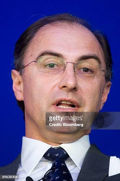 Xavier Rolet, chief executive officer of the London Stock Exchange Group plc, speaks during the Global Leadership Summit at the London Business...