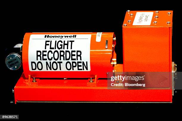 Honeywell International Inc. Commercial aircraft cockpit data recorder, or "black box," is arranged for a photo in Washington, D.C., U.S., on Friday,...