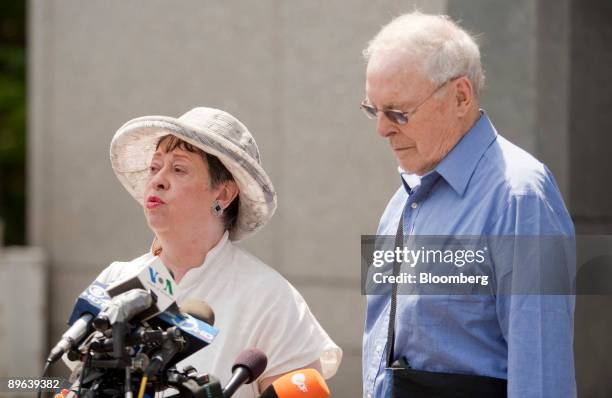 Judith Welling, left, and Dewitt Baker, victims of a Ponzi scheme operated by Bernard Madoff, founder of Bernard L. Madoff Investment Securities LLC,...