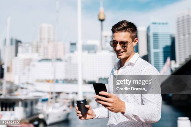 coffee break at yacht club for successful businessman - rich people imagens e fotografias de stock