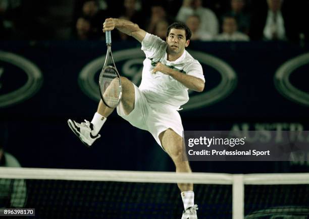 Pete Sampras in action during the Australian Open Tennis Championships at Flinders Park in Melbourne, Australia circa January 1999.