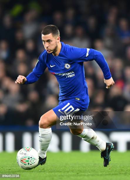 Chelsea Midfielder Eden Hazard gets away from Bournemouth's Adam Smith during the Carabao Cup Quarter - Final match between Chelsea and AFC...