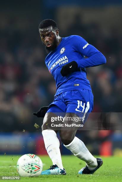 Chelsea Midfielder Tiemoue Bakayoko passes the ball during the Carabao Cup Quarter - Final match between Chelsea and AFC Bournemouth at Stamford...