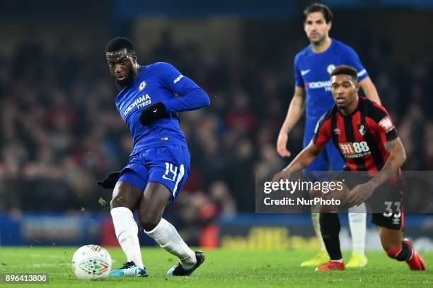 Chelsea Midfielder Tiemoue Bakayoko passes the ball during the Carabao Cup Quarter - Final match between Chelsea and AFC Bournemouth at Stamford...