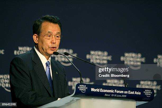 Han Seung-Soo, South Korea's prime minister, speaks during the World Economic Forum on East Asia, in Seoul, South Korea, on Friday, June 19, 2009....