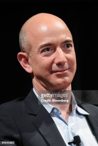 Jeff Bezos, founder and chief executive officer of Amazon.com, speaks during the "Disruptive by Design" WIRED Magazine Business Conference in New...