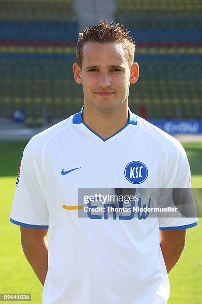 Anton Fink poses during the Bundesliga second team presentation of Karlsruher SC at the Wildpark stadium on August 06, 2009 in Karlsruhe, Germany.