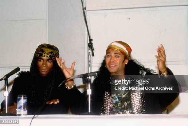 Fabrice "Fab" Morvan and Rob Pilatus attend a press conference during which they admit that they were not the real singers for the group Milli...