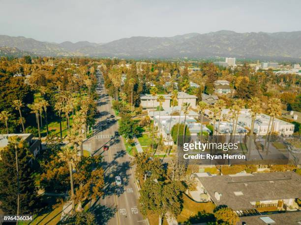 aerial view of pasadena, california - pasadena california stock pictures, royalty-free photos & images