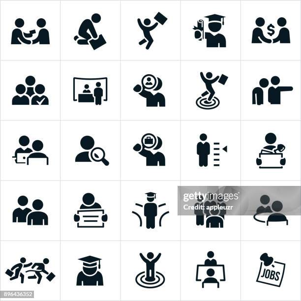stockillustraties, clipart, cartoons en iconen met verhuren en werkgelegenheid pictogrammen - recruiter
