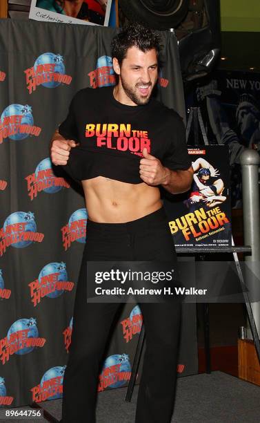 Maksim Chmerkovskiy promotes "Burn The Floor" at Planet Hollywood Times Square on August 6, 2009 in New York City.