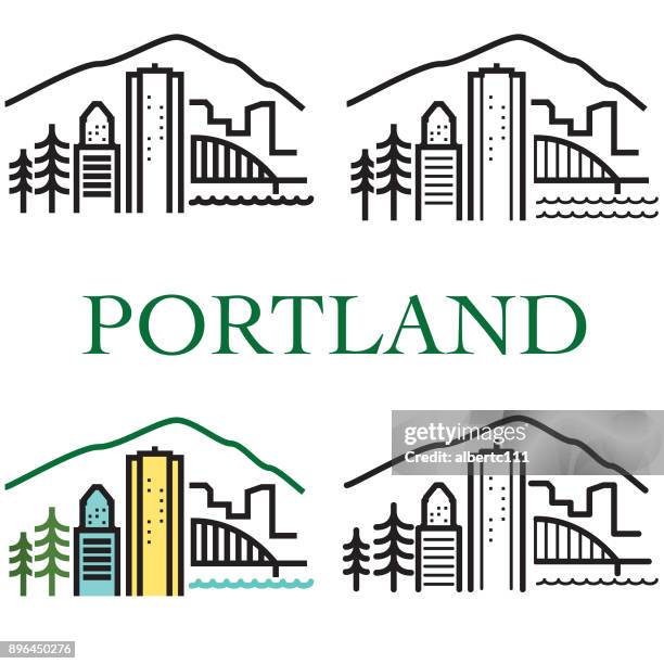 stockillustraties, clipart, cartoons en iconen met chunky stijl portland illustratie - portland oregon