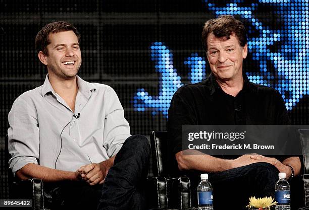 Actors Joshua Jackson and John Noble of the television show "Fringe" speak during the Fox Network portion of the 2009 Summer Television Critics...