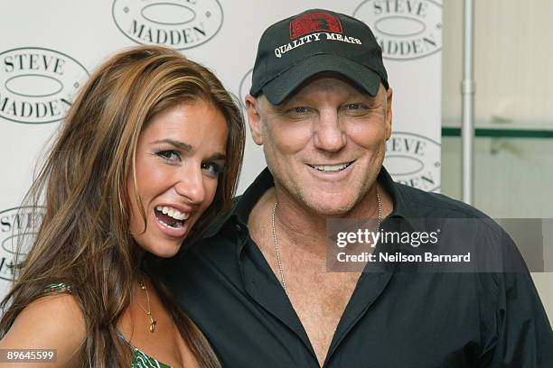 Recording artist Jesse James and designer Steve Madden pose for a photograph before her performance at Steven by Steve Madden on August 6, 2009 in...