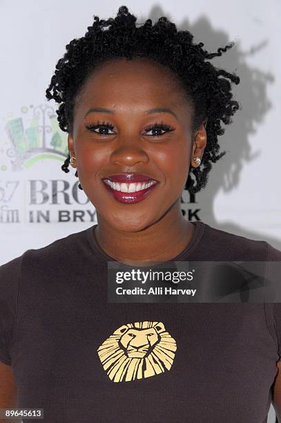 Castmember Ta'Rea Campbell of "The Lion King" attends the 2009 Broadway in Bryant Park concert series August 6, 2009 in New York City.