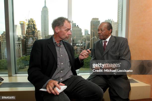 Columnist David Carr interviews Washington Councilman and former Mayor Marion Barry during the HBO documentary screening of "Nine Lives of Marion...