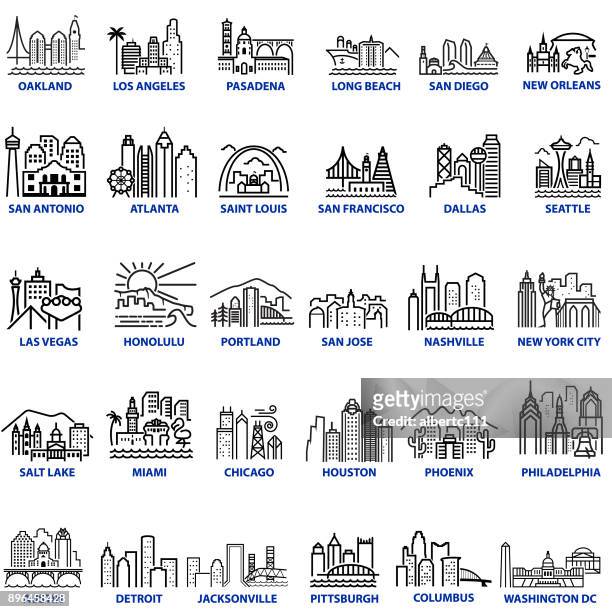 chunky style us cityscapes - detroit vector stock illustrations