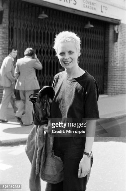 Vivienne Westwood pictured in London. Her boyfriend, Malcolm McLaren, manager of the Sex Pistols, was to appear at Bow Street Magistrates Court....