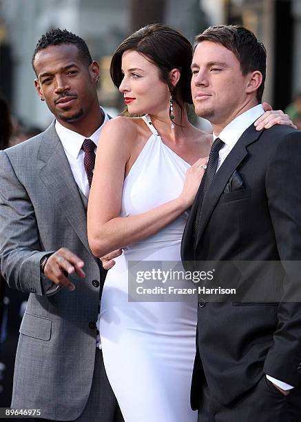 Actors Marlon Wayans, Rachel Nichols, and Channing Tatum arrive at the special screening of 'G.I. Joe: The Rise Of Cobra' held at Grauman's Chinese...