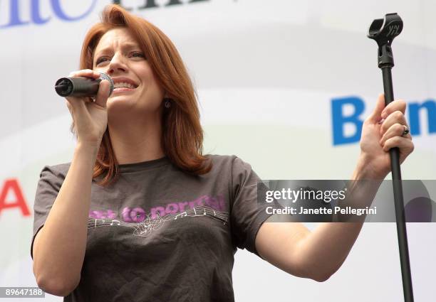 Jessica Phillips from the cast of Next to Normal performs during the 2009 Broadway in Bryant Park concert series presented by 106.7 Lite fm on August...