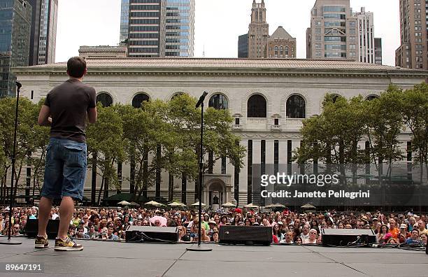 Kyle Dean Massey from the cast of Next to Normal performs during the 2009 Broadway in Bryant Park concert series presented by 106.7 Lite fm on August...