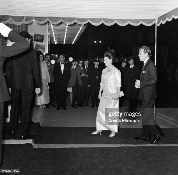 The Royal Charity Premier of 'Oliver!' in the presence of HRH Princess Margaret and Lord Snowdon, pictured arriving, in aid of the NSPCC, sponsored...