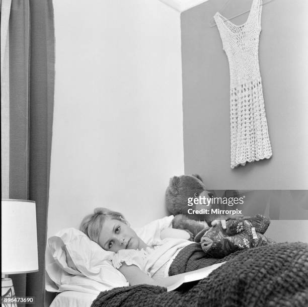 Twiggy, model aged 17 years old, was to be a guest of honour at Women of the Year luncheon at the Savoy Hotel, but was instead confined to bed, on...