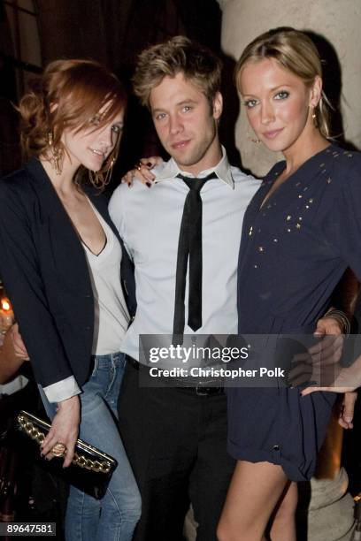 Ashlee Simpson, Shaun Sipos and Katie Cassidy during the K-Swiss "Classic" Dinner at Chateau Marmont in West Hollywood, CA on August 6, 2009.
