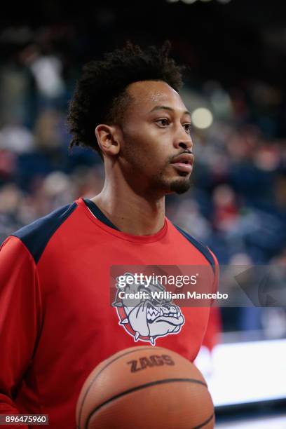 Johnathan Williams of the Gonzaga Bulldogs looks on during warm ups prior to the game against the North Dakota Fighting Hawks at McCarthey Athletic...