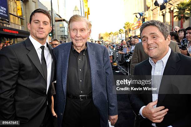 Actor Channing Tatum, CEO of Viacom Sumner Redstone, and CEO of Paramount Brad Grey arrive at the special screening of "G.I. Joe: The Rise Of Cobra"...