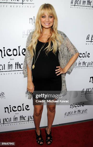 Nicole Richie arrives at the launch party for Nicole Richie's new maternity line hosted by A Pea In The Pod at A Pea In The Pod on August 6, 2009 in...