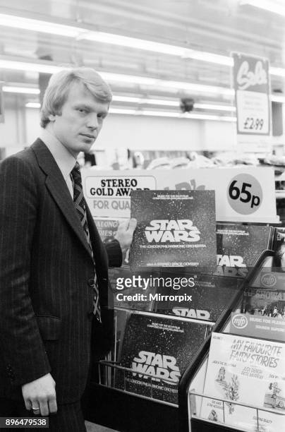 Star Wars Vinyl Record on Sale for 65 pence at Woolworth store in Oxford Street, London, 31st December 1977. Cut by Damon Records. Pictured, Brian...